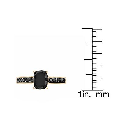 Gemminded 18k Gold Over Silver Onyx & Black Spinel Ring