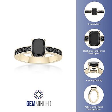 Gemminded 18k Gold Over Silver Onyx & Black Spinel Ring