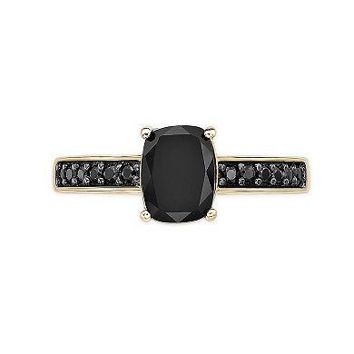 Gemminded 18k Gold Over Silver Onyx & Black Spinel Ring