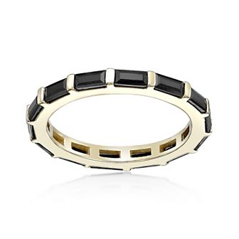 Gemminded 18k Gold Over Silver Black Spinel Ring