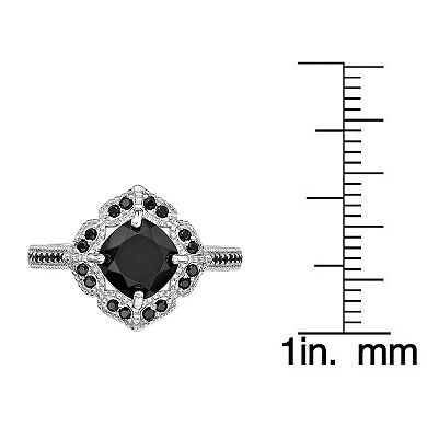 Gemminded Sterling Silver Onyx & Black Spinel Ring
