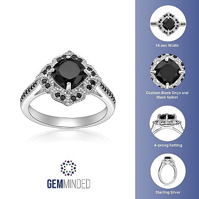 Gemminded Sterling Silver Onyx & Black Spinel Ring
