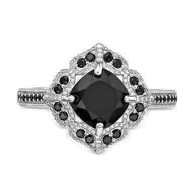 Gemminded Sterling Silver Onyx & Black Spinel Ring