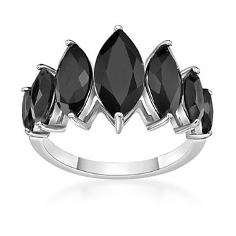 Gemminded Sterling Silver Onyx 7-Stone Ring