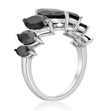 Gemminded Sterling Silver Onyx 7-Stone Ring
