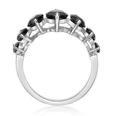 Gemminded Sterling Silver Onyx 7-Stone Ring