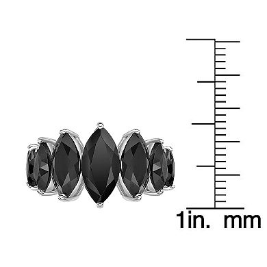Gemminded Sterling Silver Onyx 7-Stone Ring