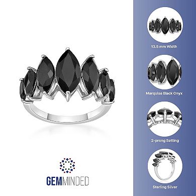 Gemminded Sterling Silver Onyx 7-Stone Ring