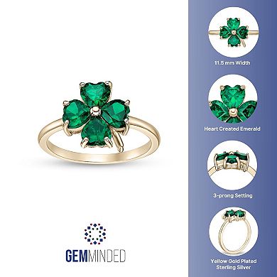 Gemminded 18k Gold Over Silver Lab-Created Emerald Clover Ring
