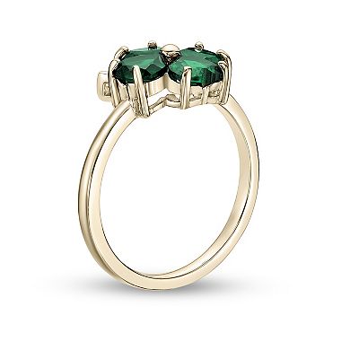 Gemminded 18k Gold Over Silver Lab-Created Emerald Clover Ring