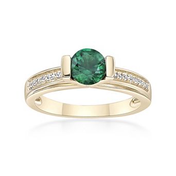 Gemminded 18k Gold Over Silver Lab-Created Emerald & Lab-Created White Sapphire Ring