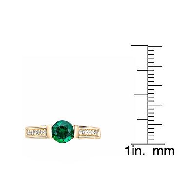 Gemminded 18k Gold Over Silver Lab-Created Emerald & Lab-Created White Sapphire Ring