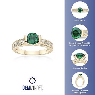 Gemminded 18k Gold Over Silver Lab-Created Emerald & Lab-Created White Sapphire Ring