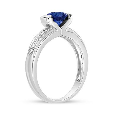 Gemminded Sterling Silver Lab-Created Gemstone & Lab-Created White Sapphire Ring