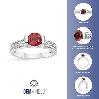 Gemminded Sterling Silver Lab-Created Gemstone & Lab-Created White Sapphire Ring