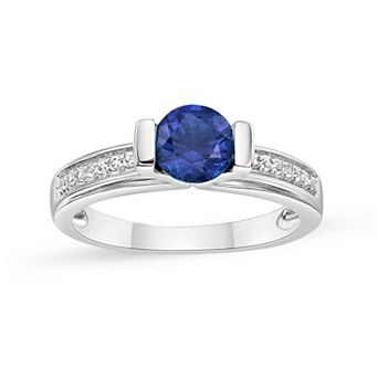 Gemminded Sterling Silver Lab-Created Gemstone & Lab-Created White Sapphire Ring
