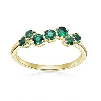 Gemminded 18k Gold Over Silver Lab-Created Emerald 7-Stone Ring