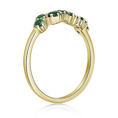 Gemminded 18k Gold Over Silver Lab-Created Emerald 7-Stone Ring