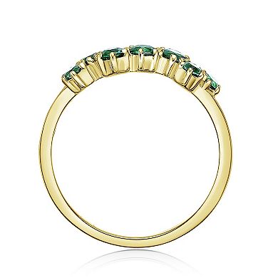 Gemminded 18k Gold Over Silver Lab-Created Emerald 7-Stone Ring