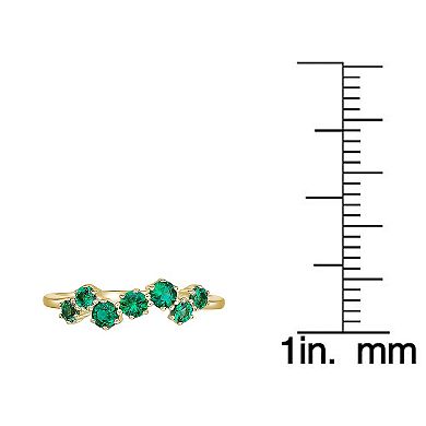 Gemminded 18k Gold Over Silver Lab-Created Emerald 7-Stone Ring