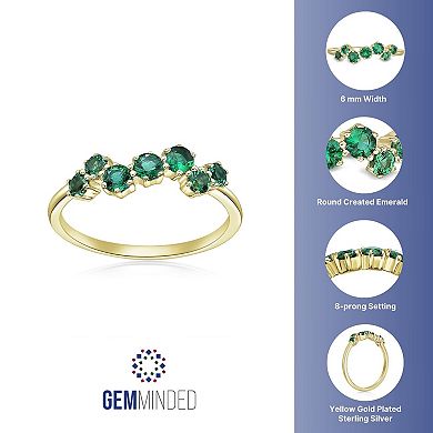 Gemminded 18k Gold Over Silver Lab-Created Emerald 7-Stone Ring