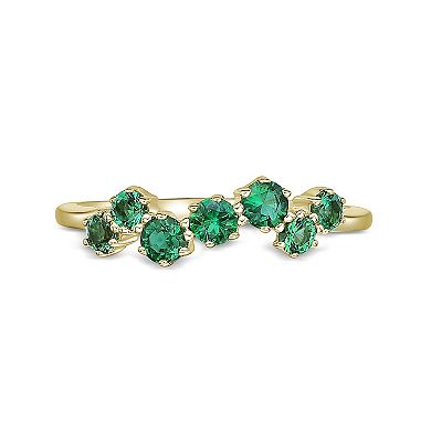 Gemminded 18k Gold Over Silver Lab-Created Emerald 7-Stone Ring
