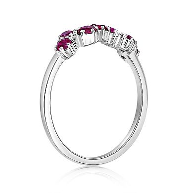 Gemminded Sterling Silver Lab-Created Gemstone 7-Stone Ring