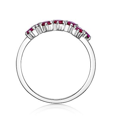 Gemminded Sterling Silver Lab-Created Gemstone 7-Stone Ring
