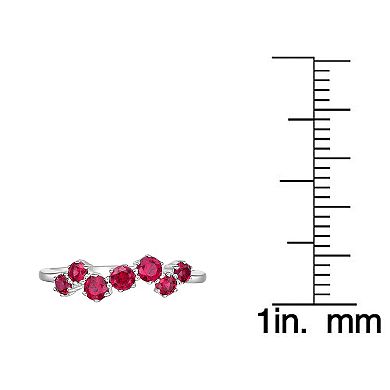 Gemminded Sterling Silver Lab-Created Gemstone 7-Stone Ring