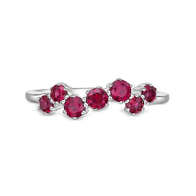 Gemminded Sterling Silver Lab-Created Gemstone 7-Stone Ring