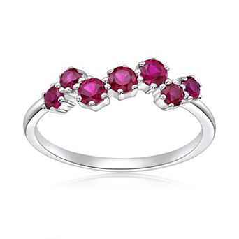 Gemminded Sterling Silver Lab-Created Gemstone 7-Stone Ring