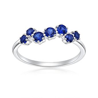 Gemminded Sterling Silver Lab-Created Gemstone 7-Stone Ring