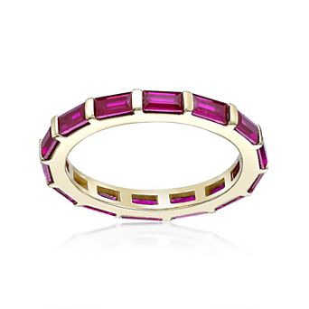 Gemminded 18k Gold Over Silver Lab-Created Ruby Baguette Ring