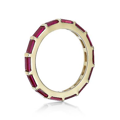 Gemminded 18k Gold Over Silver Lab-Created Ruby Baguette Ring