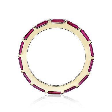 Gemminded 18k Gold Over Silver Lab-Created Ruby Baguette Ring