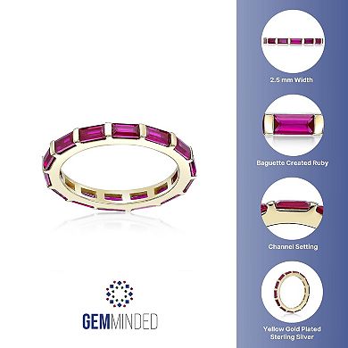 Gemminded 18k Gold Over Silver Lab-Created Ruby Baguette Ring