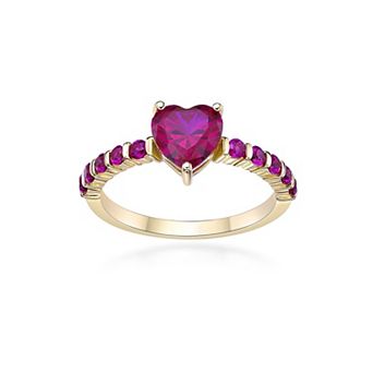 Gemminded 18k Gold Over Silver Lab-Created Ruby Heart Ring
