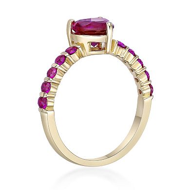 Gemminded 18k Gold Over Silver Lab-Created Ruby Heart Ring