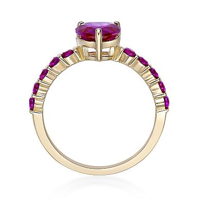 Gemminded 18k Gold Over Silver Lab-Created Ruby Heart Ring
