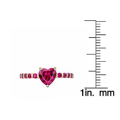 Gemminded 18k Gold Over Silver Lab-Created Ruby Heart Ring