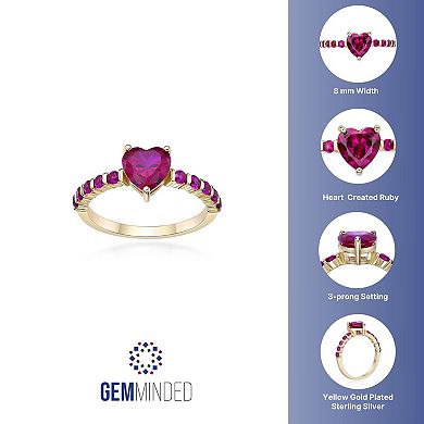 Gemminded 18k Gold Over Silver Lab-Created Ruby Heart Ring