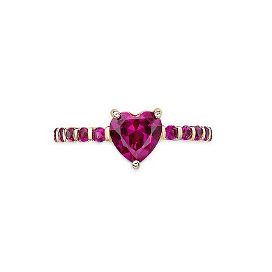 Gemminded 18k Gold Over Silver Lab-Created Ruby Heart Ring