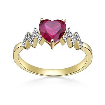 Gemminded 18k Gold Over Silver Lab-Created Ruby & Lab-Created White Sapphire Heart Ring