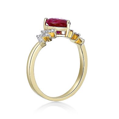 Gemminded 18k Gold Over Silver Lab-Created Ruby & Lab-Created White Sapphire Heart Ring