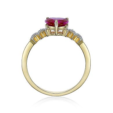 Gemminded 18k Gold Over Silver Lab-Created Ruby & Lab-Created White Sapphire Heart Ring