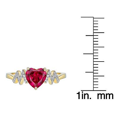 Gemminded 18k Gold Over Silver Lab-Created Ruby & Lab-Created White Sapphire Heart Ring