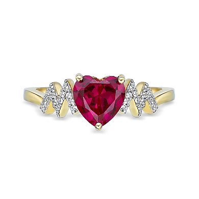 Gemminded 18k Gold Over Silver Lab-Created Ruby & Lab-Created White Sapphire Heart Ring