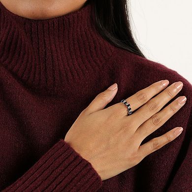 Gemminded Sterling Silver Lab-Created Sapphire & Lab-Created White Sapphire 5-Stone Baguette Ring