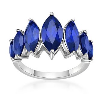 Gemminded Sterling Silver Lab-Created Sapphire 7-Stone Ring