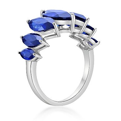 Gemminded Sterling Silver Lab-Created Sapphire 7-Stone Ring